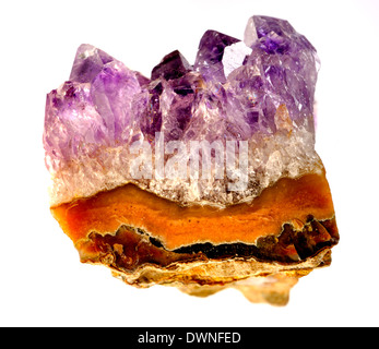 Amethyst crystals (purple quartz) on matrix Stock Photo