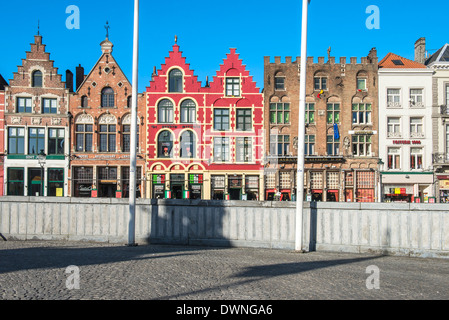 Gabled buildings, Market square, Historic center of Bruges, Belgium, Unesco World Heritage Site Stock Photo