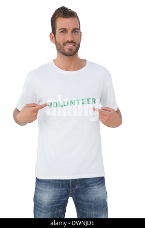 Portrait of a happy male volunteer pointing to himself Stock Photo