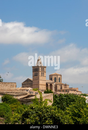 View of the town with the Church Nuestra Senyora de los Angeles, Sineu, Majorca, Balearic Islands, Spain Stock Photo