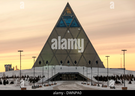 Pyramid of Peace and Harmony in the evening, Astana, Kazakhstan Stock Photo