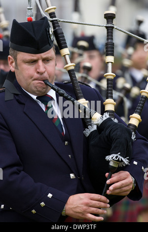 Pipers at the Cowal Gathering - a traditional Highland Games near Dunoon on the Cowal Peninsula in Scotland Stock Photo