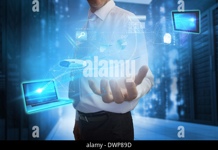 Businessman presenting interface Stock Photo