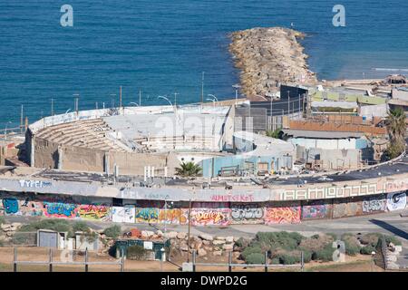 ruin of former Dolphinarium, location of a former discothek, where a suicidal bomber killed visitors in 2001 Pictured 22.02.2014 Stock Photo