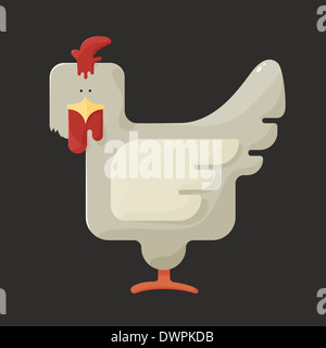 Cute white square shaped chicken with red crest Stock Photo