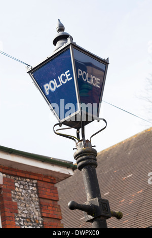 Old style police lamp on post. Stock Photo
