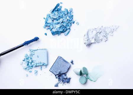 blue mascara and eye shadow colors Stock Photo