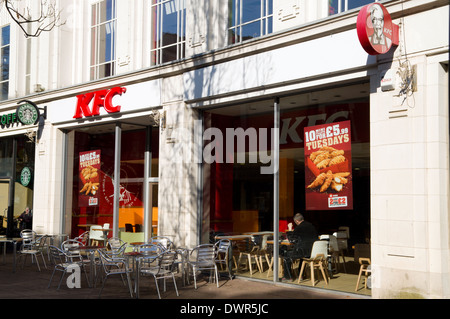 KFC fast food outlet, Queen Street, Cardiff, Wales. Stock Photo