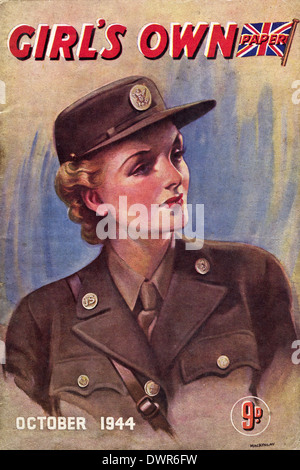 Girl's Own Paper October 1944 wartime magazine cover produced in 7.5 inches x 5 inches format, the publication closed in 1956 Stock Photo