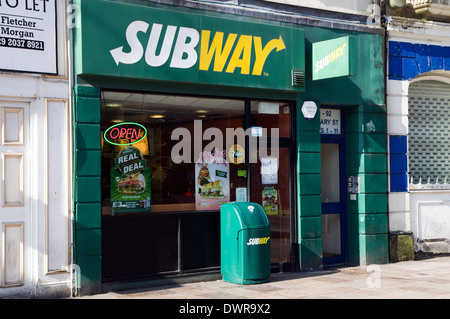 Subway Takeaway outlet, St Mary Street, Cardiff, Wales. Stock Photo