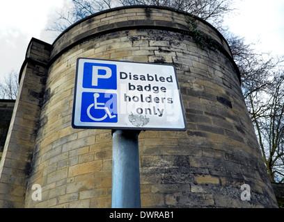 Disabled badge holders only sign outside Nottingham castle England uk Stock Photo