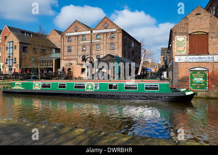 Nottingham Narrowboat at the side of the canal museum England uk Stock Photo