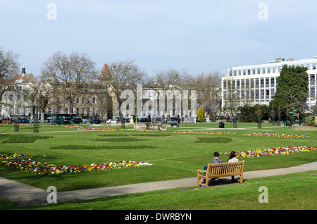 Spring plants flowering in Cheltenham's Imperial Square and Gardens Stock Photo