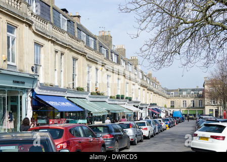 Row of smart shops in Montpelier, Cheltenham, Gloucestershire Stock Photo