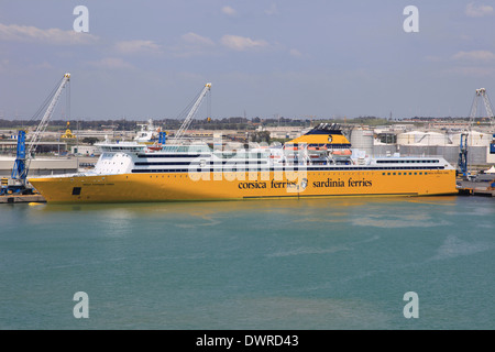 Ro-Ro ferry MEGA EXPRESS THREE docked in Civitavecchia harbor Italy Stock Photo