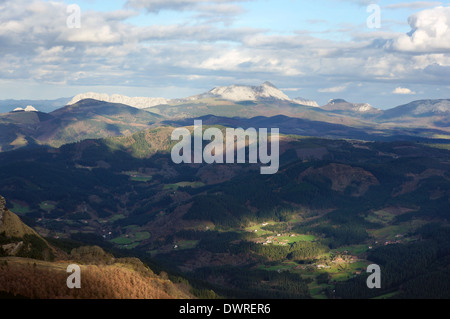Arratia valley in basque country with mountains and villages