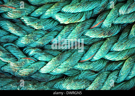 background of fishing rope textures on harbor Stock Photo