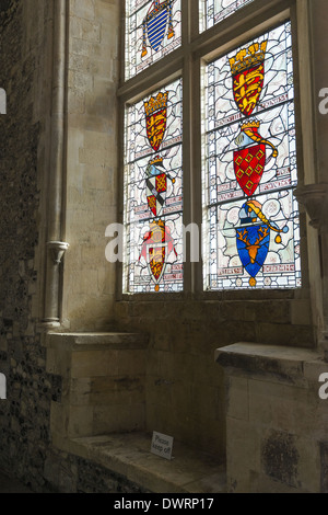 Stained Glass Window in Winchester Cathedral Stock Photo - Alamy