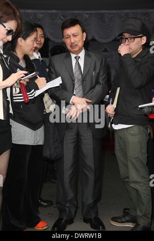 Funeral of the late singer Gao Lingfeng held in Taipei on Wednesday March 12, 2014.Gao Lingfeng`s son Baodi, ex-wife Jin Youzhuang, friend Zhang Fei, Wang Weizhong, Makiyo and Shino Lin present the funeral. Stock Photo