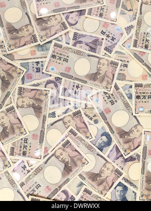 Japanese Yen money bills, closeup of currency background Stock Photo