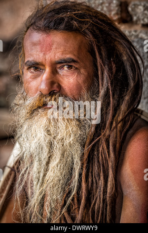 A Sadhu, holy man, Pashupatinath Temple, Kathmandu, Nepal Stock Photo