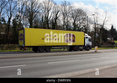 An articulated Hovis truck traveling along the A23 road in Coulsdon, Surrey, England Stock Photo
