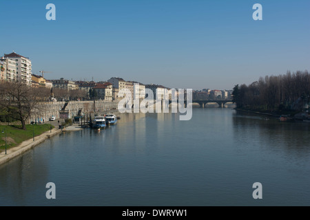 The Po River and the Murazzi, Turin, Italy Stock Photo