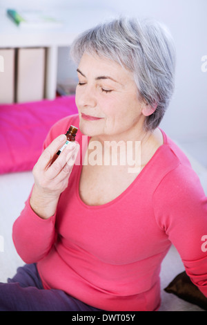 Herbal medicine, elderly person Stock Photo