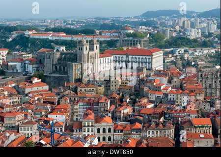 View over Porto, the Cathedral Da Se and the former Episcopal Palace, Porto, Portugal, Unesco World Heritage Site Stock Photo