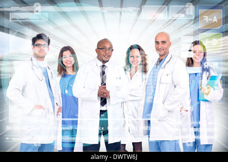 Doctors team in medical facilities with modern screen Stock Photo