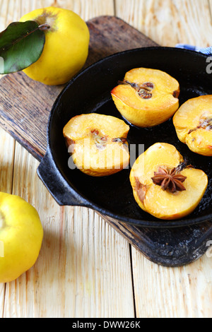 baked quince in pan Stock Photo