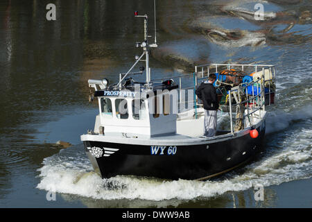 Fishing boat called Prosperity in Whitby harbour. Whitby, North Yorkshire, UK Stock Photo