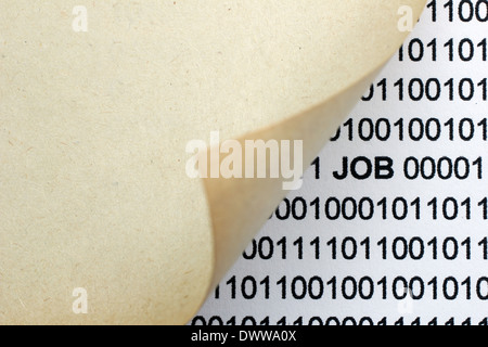 Job text behind paper Stock Photo