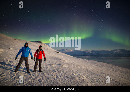 Aurora Borealis or Northern Lights at The Abisko Sky Station, Abisko, Lapland, Sweden. Cold temperatures as low as -47 celsius. Stock Photo