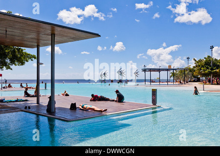 Australia, North Queensland, Cairns, artificial swimming lagoon at the Esplanade Stock Photo