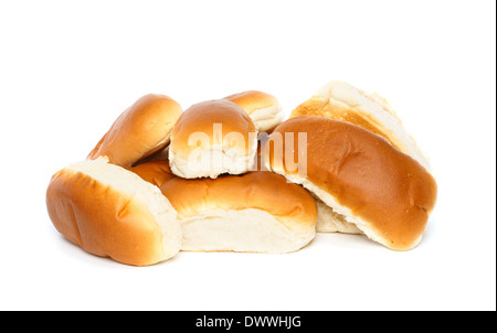 Several bread rolls against white background Stock Photo