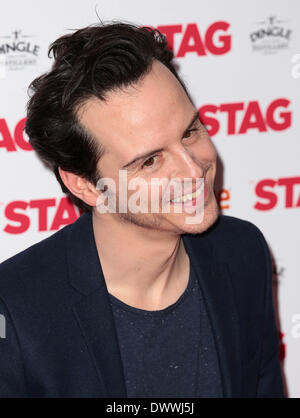 London, UK, 13th March 2014 Andrew Scott arrives at the Gala-Screening of 'Stag' at Vue, West End in Leicester Square Photo: MRP Credit:  MRP/Alamy Live News Stock Photo