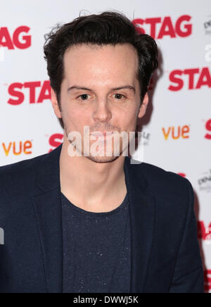 London, UK, 13th March 2014 Andrew Scott arrives at the Gala-Screening of 'Stag' at Vue, West End in Leicester Square Photo: MRP Credit:  MRP/Alamy Live News Stock Photo