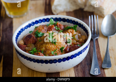 Chicken and chorizo casserole Stock Photo