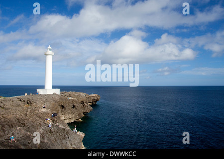 Lighthouse and blue ocean, Okinawa Prefecture, Japan Stock Photo