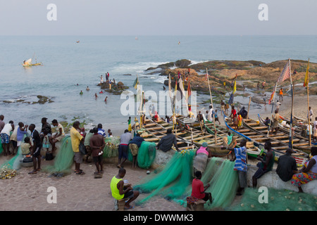 Fishing Boats in Harbour in Cape Coast, Ghana Stock Photo