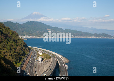 Highway with Mt. Fuji in background, Shizuoka, Japan