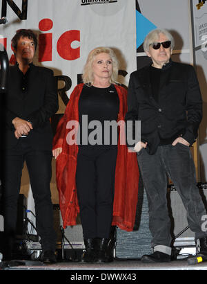 Austin, Texas, USA. 12th Mar, 2014. Debbie Harry ''Blondie'' (C) and Chriss Stein (R) on stage while Kathy Valentine from the Go-Go's is being introduced for Hall Of Fame award at the Austin Music Awards during SXSW on March 12, 2014 in Austin, Texas - USA. Credit:  Manuel Nauta/NurPhoto/ZUMAPRESS.com/Alamy Live News Stock Photo