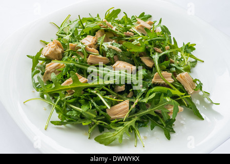 Mix salad with chicken and rucola letuce Stock Photo