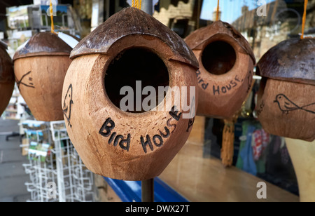 A hanging Bird house for sale outside a shop in Bakewell Derbyshire England uk Stock Photo