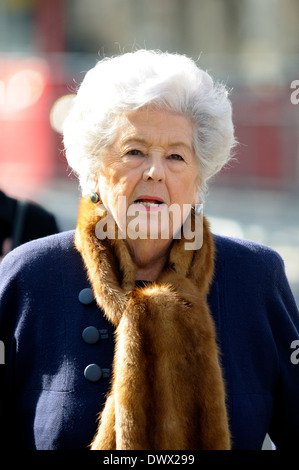 Betty Boothroyd [Baroness Boothroyd]. Former Speaker of the House of Commons [at memorial Service for David Frost, London, 2014] Stock Photo