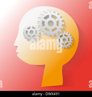 Man head with gears Stock Photo - Alamy