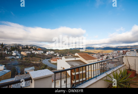 Balcony view in the Spanish village of Castillo De Locubin in the district of Jaen Stock Photo