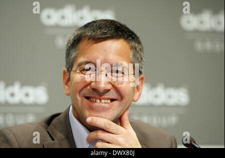 Herzogenaurach, Germany. 05th Mar, 2008. Adidas CEO Herbert Hainer pictured during the company's balance press conference in Herzogenaurach, Germany, 05 March 2008. For the seventh time in a row, the world's second biggest sports goods producer booked a double-digit increase in profit. Profit went up by 14.2 per cent to 551 million euro in 2007. Photo: Daniel Karmann/dpa/Alamy Live News Stock Photo