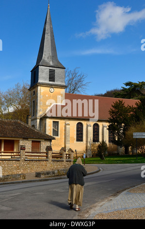 A Benedictine monk in the village of Le Bec-Hellouin. Haute-Normandie region in northern France. Stock Photo